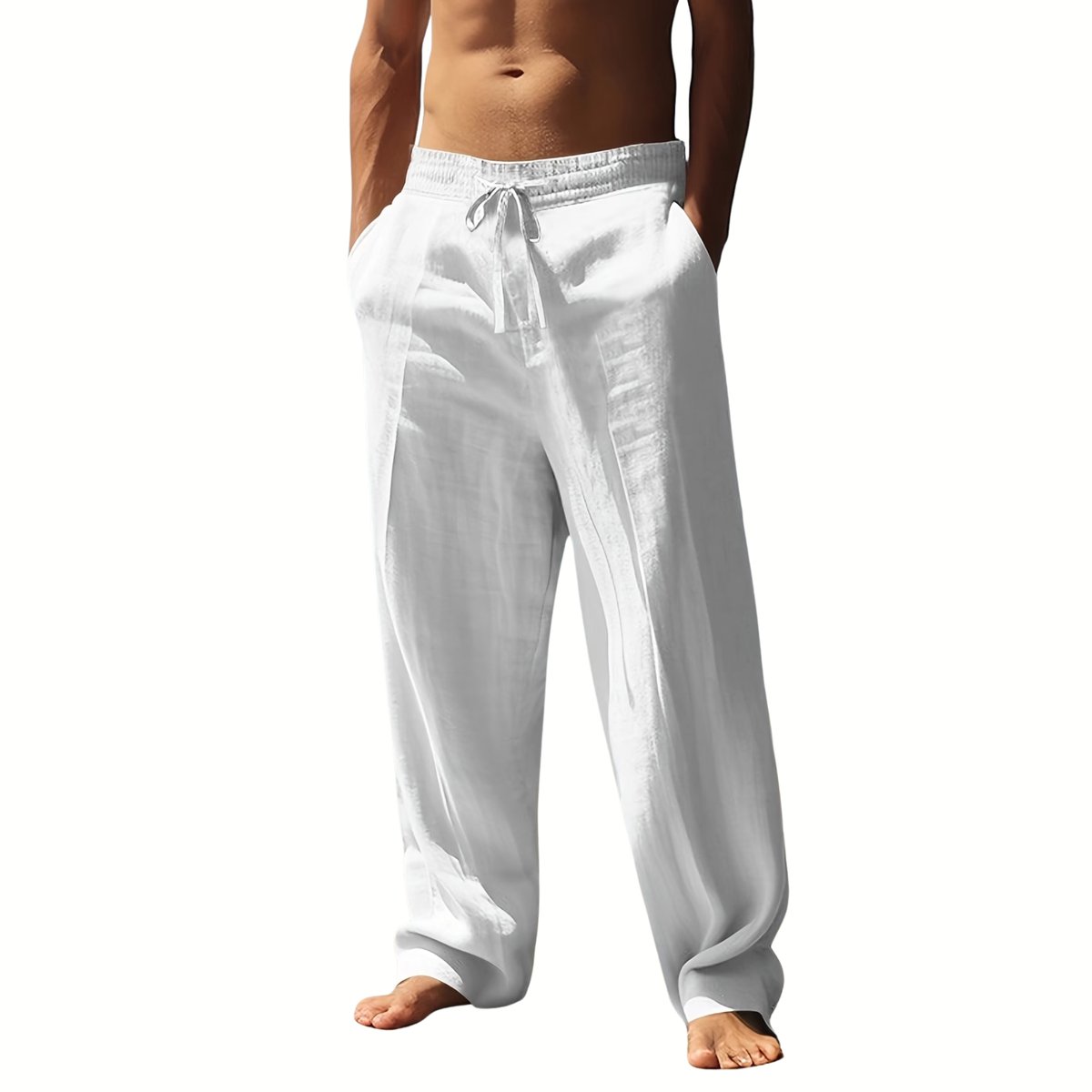 Currero Linnen Broek Heren - Zomerbroek - Volwassenen - Lange Broek - Pantalon - Strandbroek - Zomer - Ibiza Stijl - Wit XXL