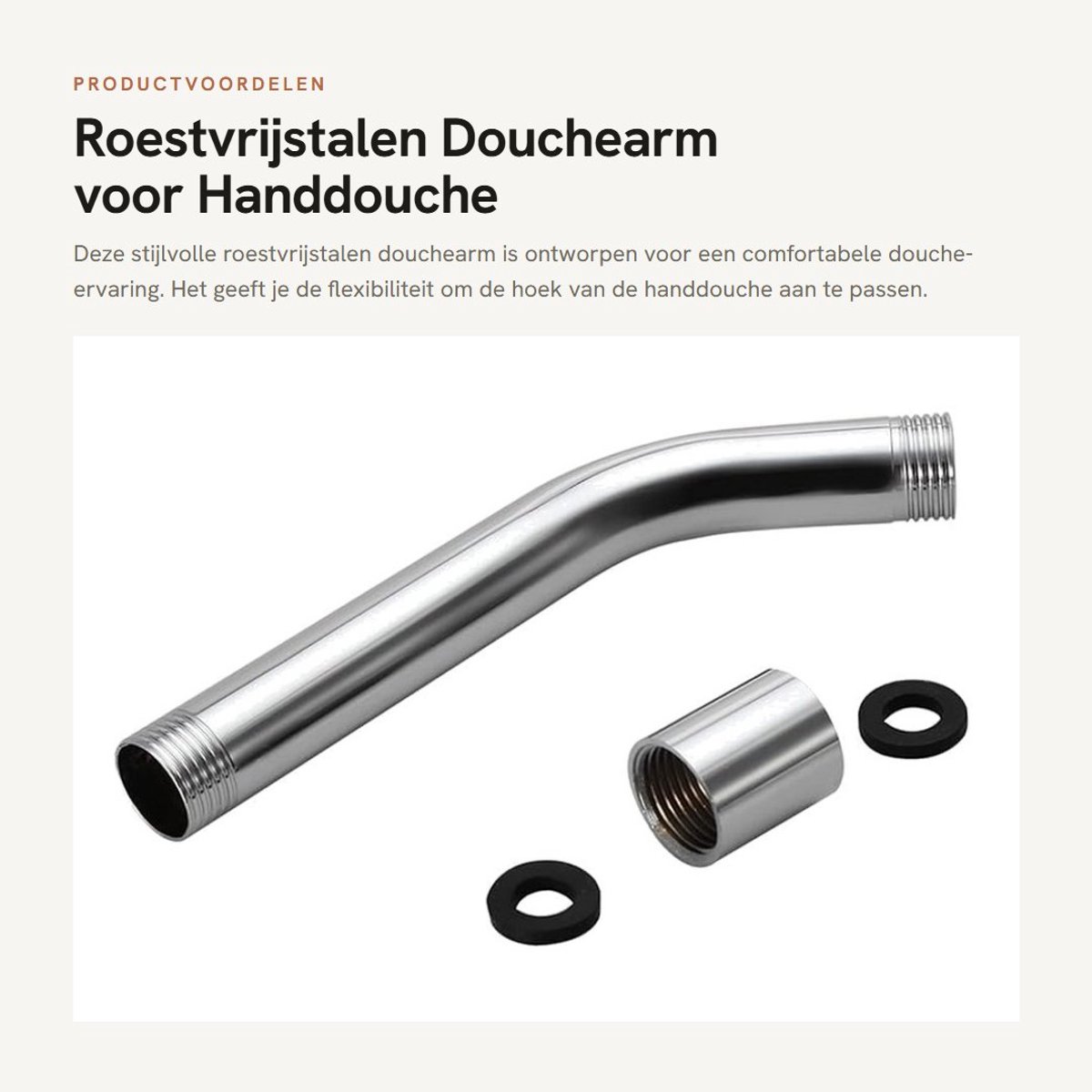 Dailygoods- Douchearm Roestvrij Staal - Douchekopverlengingspijp - Wandmontage - G1/2 Inch Draad - Slijtvast - Eenvoudig te Installeren - Douchekopverlenging