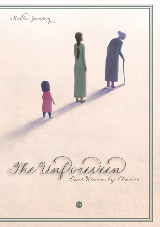 Illustratie van drie vrouwen van verschillende leeftijden, die schaduwen werpen, met de titel 'The Unforeseen'.