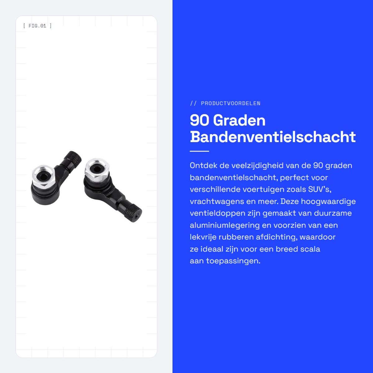 Dailygoods- Bandenventiel 90 Graden - Aluminiumlegering - Lekvrije Afdichting - Geschikt voor SUV/Vrachtwagen - Compact Formaat - Draagbaar Ontwerp - Ventiel