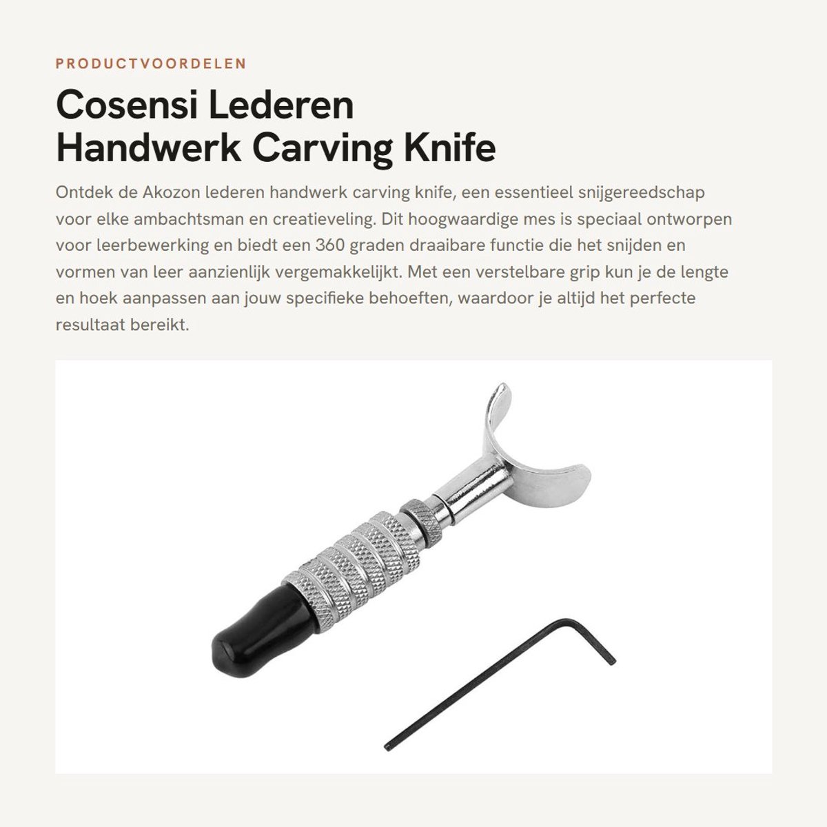 Dailygoods- Carving Mes Hoogwaardig Gereedschapsstaal - Draaimes - Verstelbare Greep - U-vormige Holle Keel - Ideaal voor Leerwerkzaamheden - Afmetingen 1,3 x 8,3 cm - Snijmes