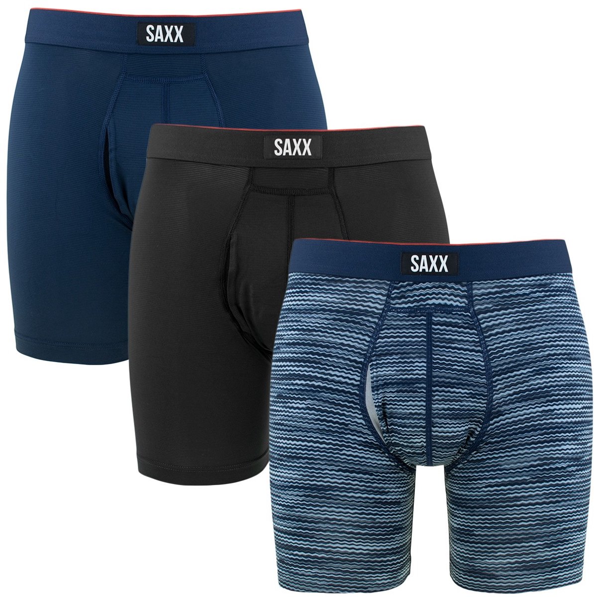 SAXX heren multi sport mesh 3P microfiber boxers print blauw