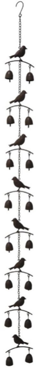 Regenketting vogel met bellen van brons, 178 × 12 cm