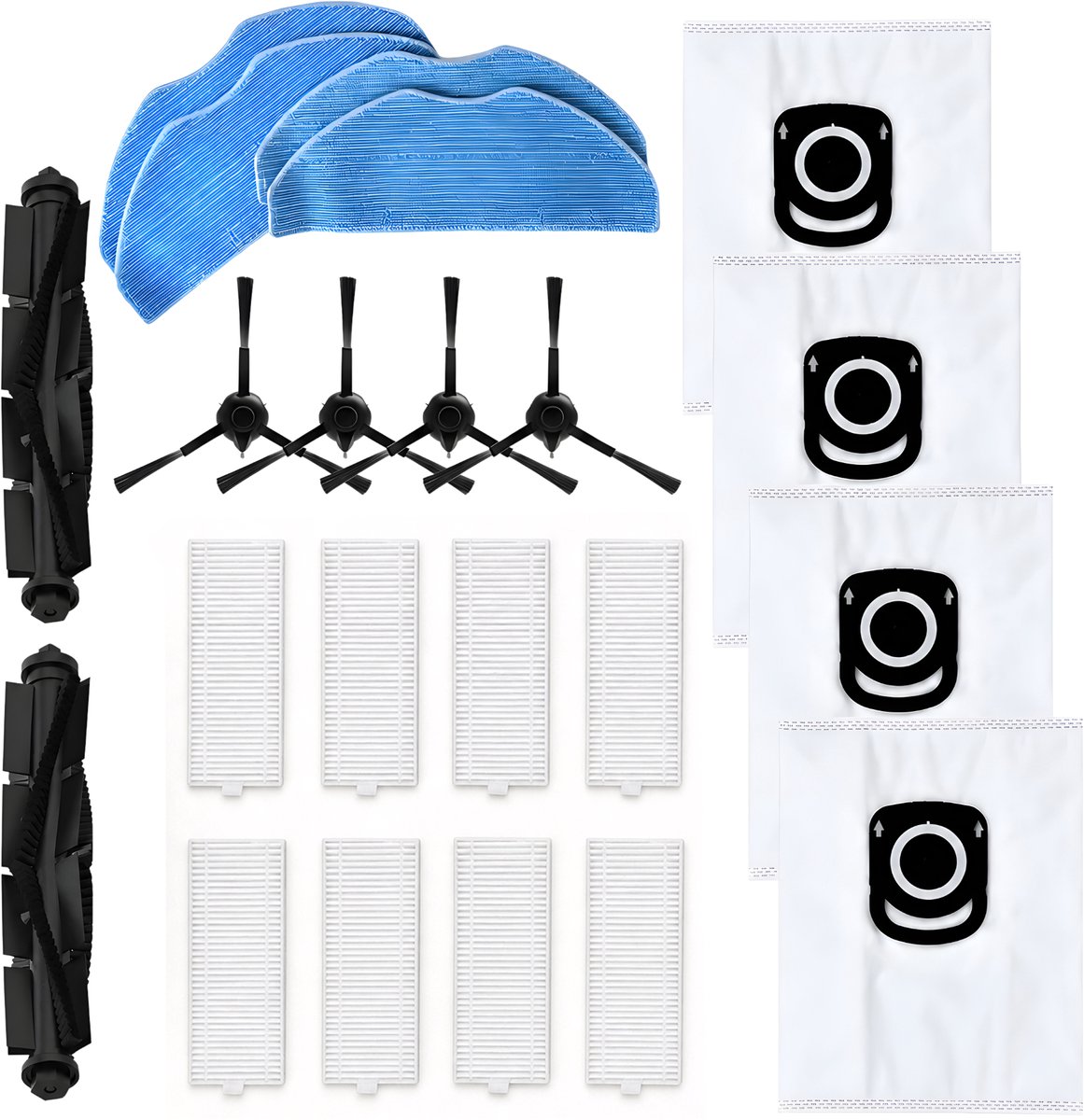 ZENC® Accessoireset Geschikt voor Rowenta en Tefal X-plorer Serie 75 S+ - Robotstofzuiger - Onderhoudsset - HEPA-filters - Borstels - Stofzakken - Dweilpads