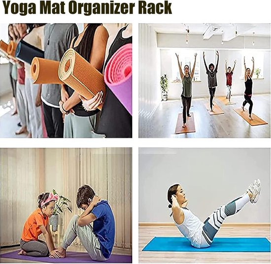 Yoga Mat Rek - Sportmat Organizer - Opbergen Yogamatten - Met Vergrendelbare Wielen - 85x40x120cm - Zwart — afbeelding 4