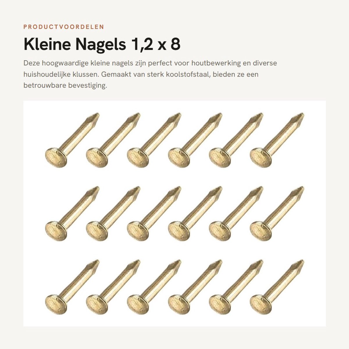 Dailygoods - Kleine Nagels 1,2 x 8 mm, 500 Stuks voor Houtbewerking