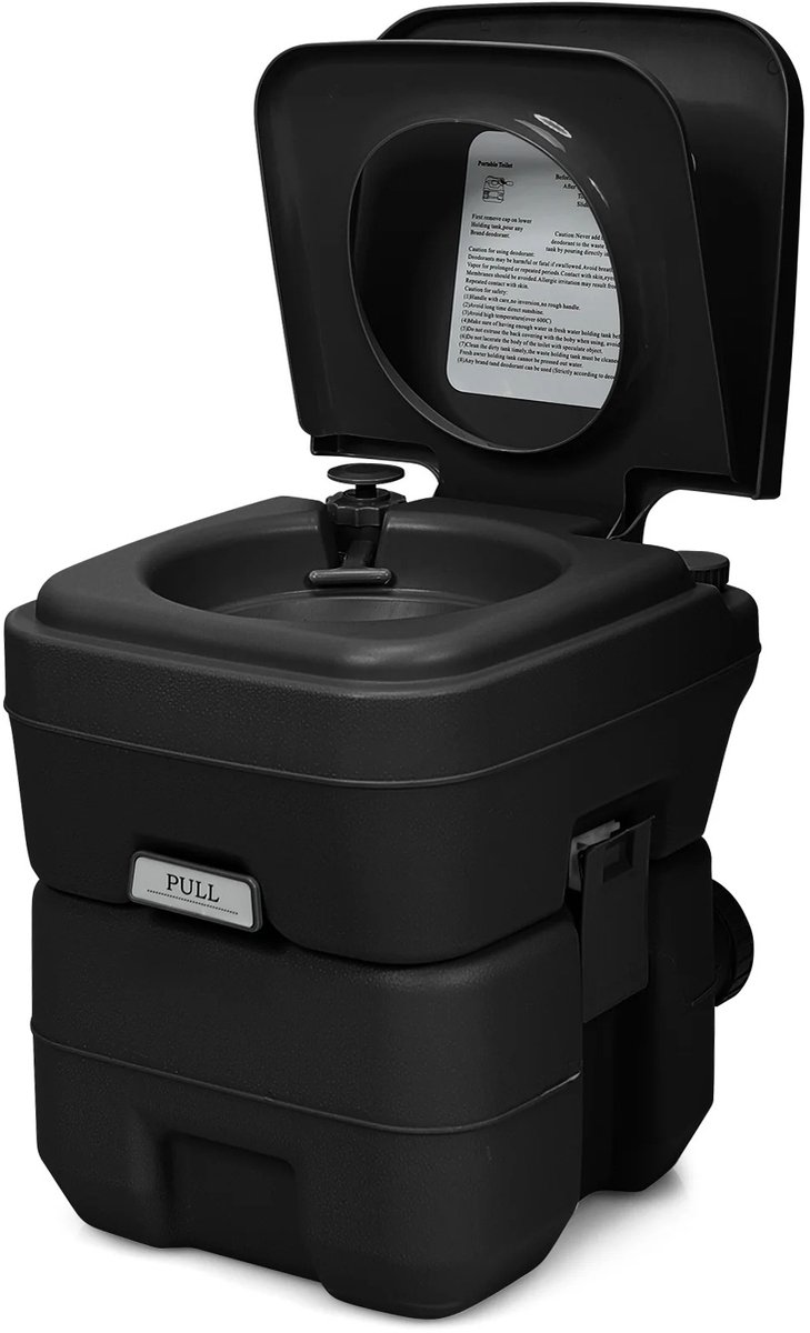 QJ Supply - camping toilet - kampeertoilet - reistoilet - mobiel toilet - portable toilet - buitentoilet - zwart