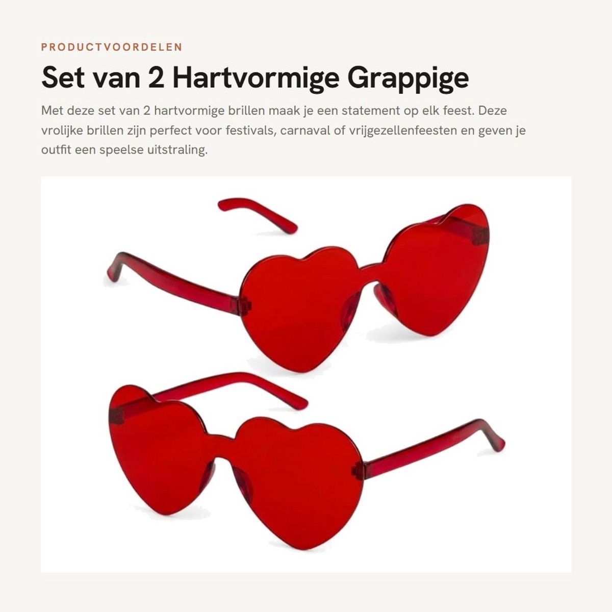 Dailygoods- Hartbrillen Set van 2 - Grappige Partybril - Retrobril - Feestbrillen Volwassenen - Lichtgewicht - Robuust Kunststof - Feestbril
