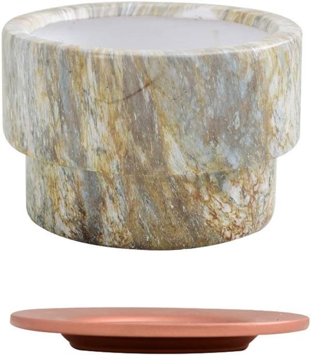 Keramische Planter Pot - Bloempot Marmer - Binnen Planten - Met Drainagegat - Diameter 15.5cm - Stijl 3