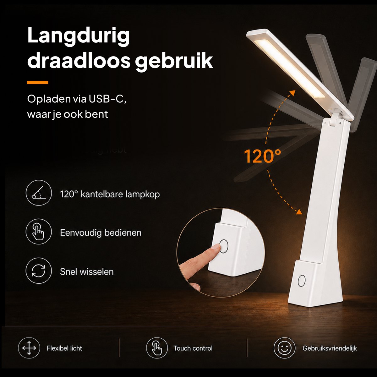 Lumirex Bureaulamp - Draadloos & Netstroom thumbnail 6