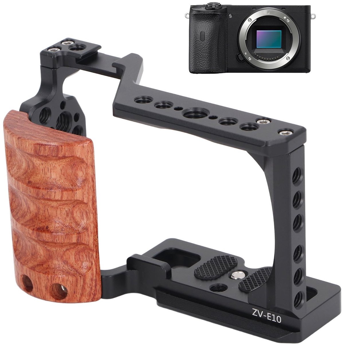 Dailygoods - ZV-E10 Camerakooi - Videobeschermplatform - Houten Handvat - Compact en Multifunctioneel - Geschikt voor ZV-E10 Camera - 16 x 10 x 6 cm
