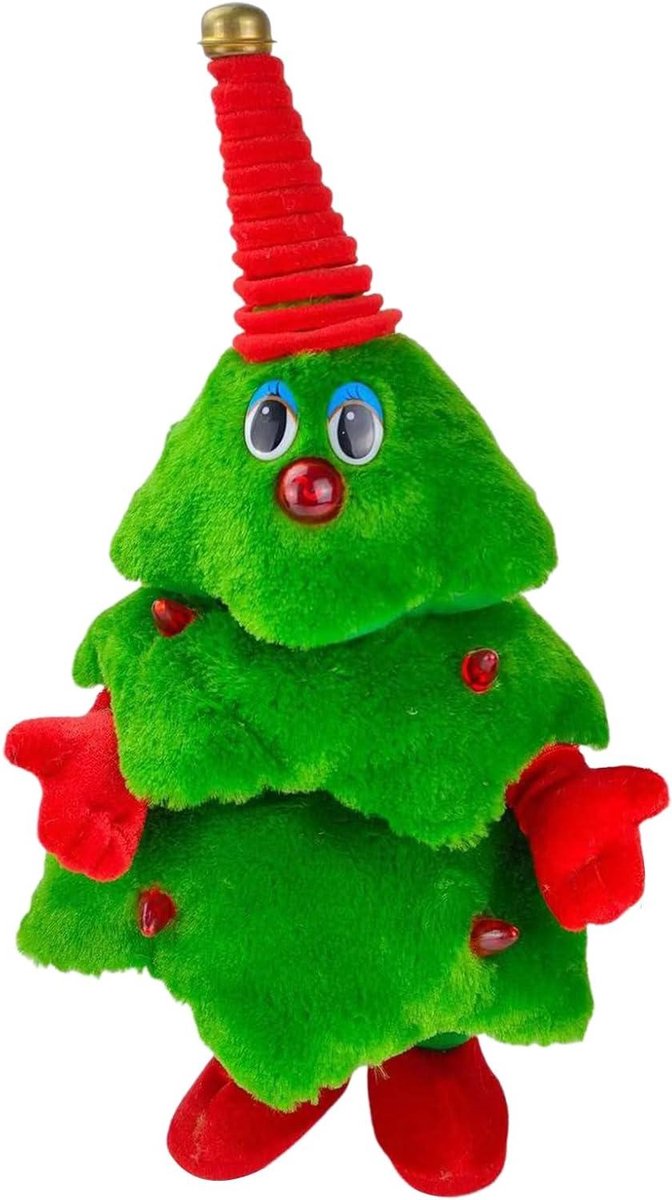 Dansend Kerstspeelgoed - Muziekpop Kerstboom - Feestelijke Decoratie - Muziek en Beweging - 20 cm - Rood Groen