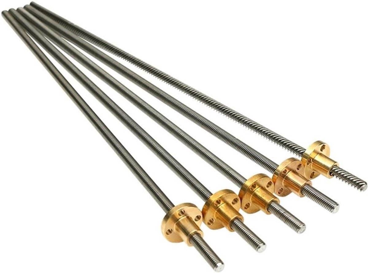 Lood Schroef - Trapezium Staaf - Precisie Beweging - Roestvrij Staal - 150mm Lengte - Zilverkleurig