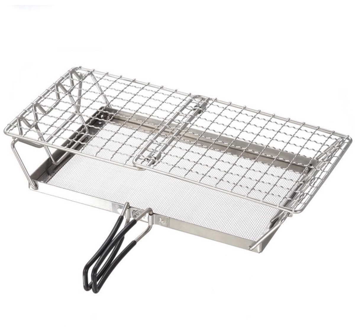 Dailygoods- Campingbroodrooster Roestvrij Staal - Opvouwbaar Handvat - Geschikt voor 2 Sneden - Campingfornuis - Buiten Koken - Inclusief Opbergtas - Broodrooster