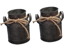 Decoratieve Bloempot Emmer - Plantenbak Vintage - Thuis Decoreren - Klassiek Frans Design - 15x14cm - Zoals Afgebeeld