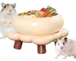 Drinkbak Hamsters - Huisdier Bad - Voeren en Baden - Keramisch Antislip - 17x17x11.5 cm - Wit