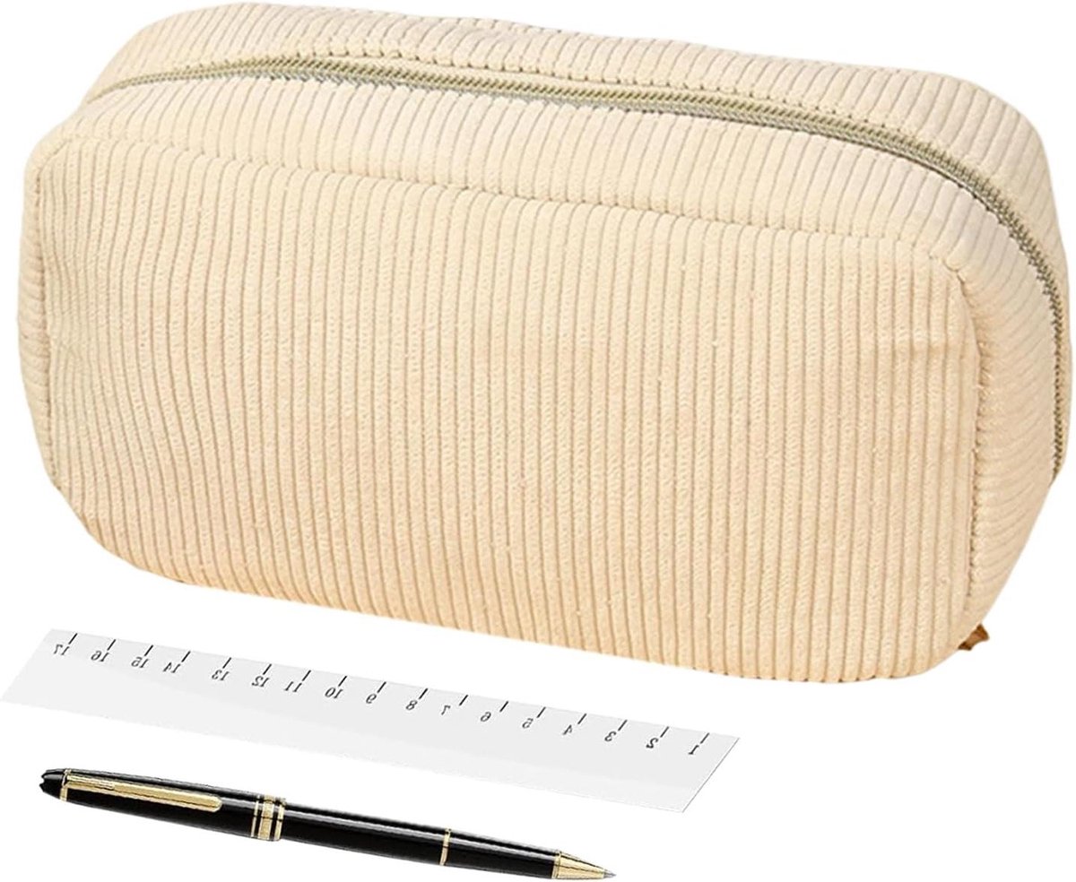 Pennenetui met houder - Opberg etui - Schrijfwaren organiseren - Duurzaam corduroy materiaal - 22 x 11 x 1.5 cm