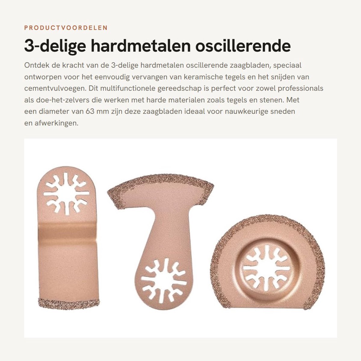 Dailygoods- Zaagbladen 3-delig - Hardmetalen Cirkelzaagblad - Multifunctioneel Gereedschap - Voor Keramische Tegels - Duurzame Prestaties - 63 mm Halfrond - Zaagblad