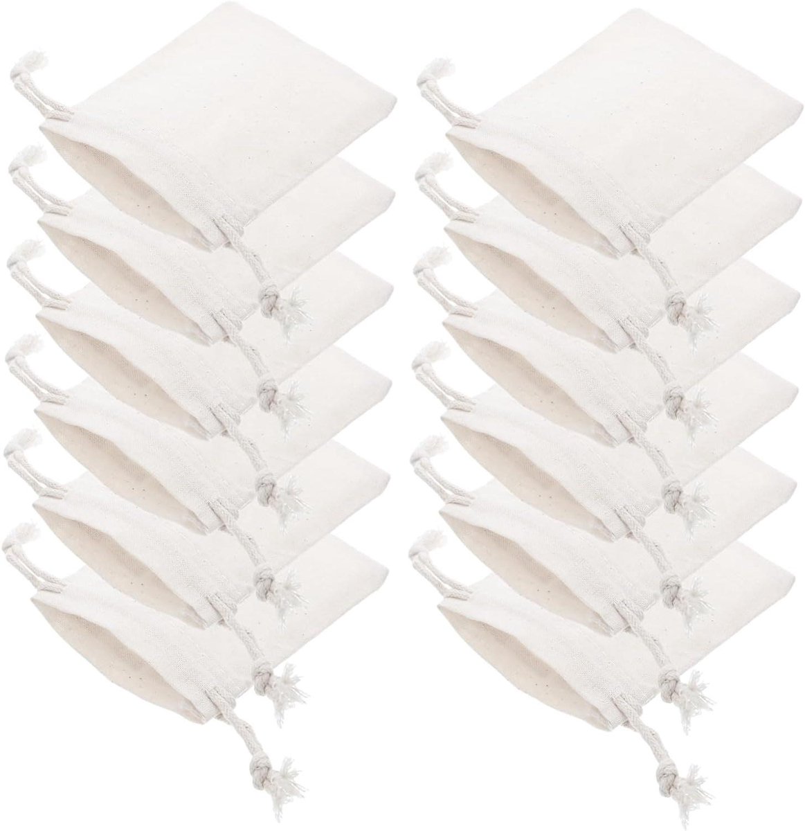 Katoenen Zakjes met Trekkoord - Opbergzakjes Stoffen Tasjes - Feestbedankjes Organiseren - Herbruikbaar Ademend Materiaal - 9 x 7 cm