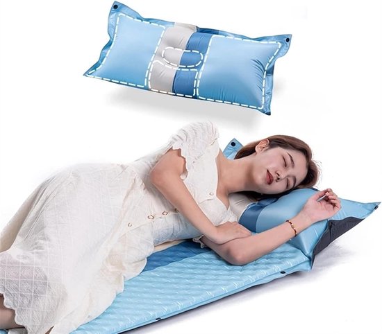 Zelfopblaasbare Campingmat - Slaapmat Kamperen - Buiten slapen - Ingebouwde voetpomp - 192x65x3cm - Groen — afbeelding 3