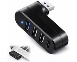 USB Hub - USB Splitter - Apparaten Aansluiten - Draaibaar Design - 4 Poorten - Zwart