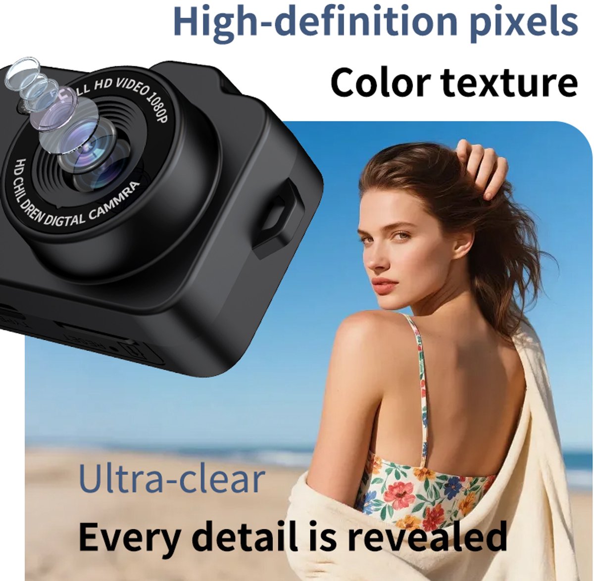 KZQ Minicamera sleutelhanger 48MP 1080P HD compact digitale kindercamera met 0,96 inch scherm oplaadbaar retro fototoestel incl 32GB SD-kaart cadeau voor reizen verjaardag blauw thumbnail 2