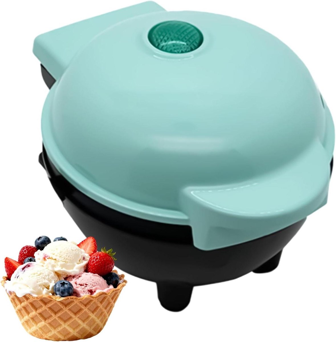 Wafelkommen Maker - IJshoorntjes Apparaat - Desserts Maken - Gelijkmatige Warmte - 350 Watt - Blauw