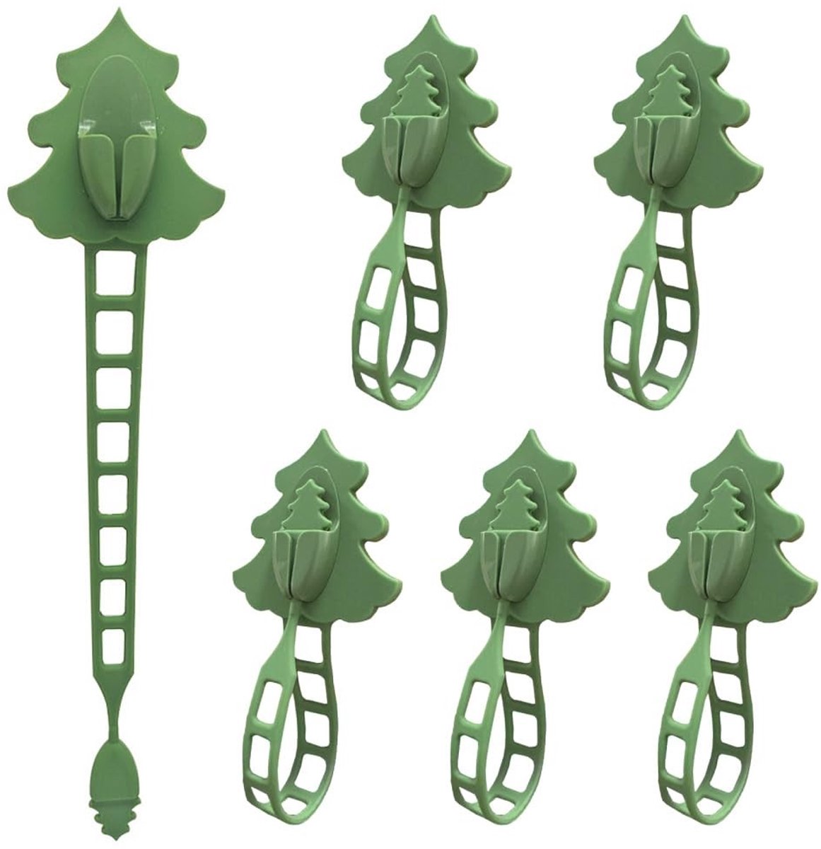 Dailygoods- Kerstkranshanger 6 Stuks - Herbruikbare Siliconen - Zelfklevende Achterkant - Flexibel en Trekbestendig - Ideaal voor Decoraties - Kerstboomontwerp - Kerstdecoratie