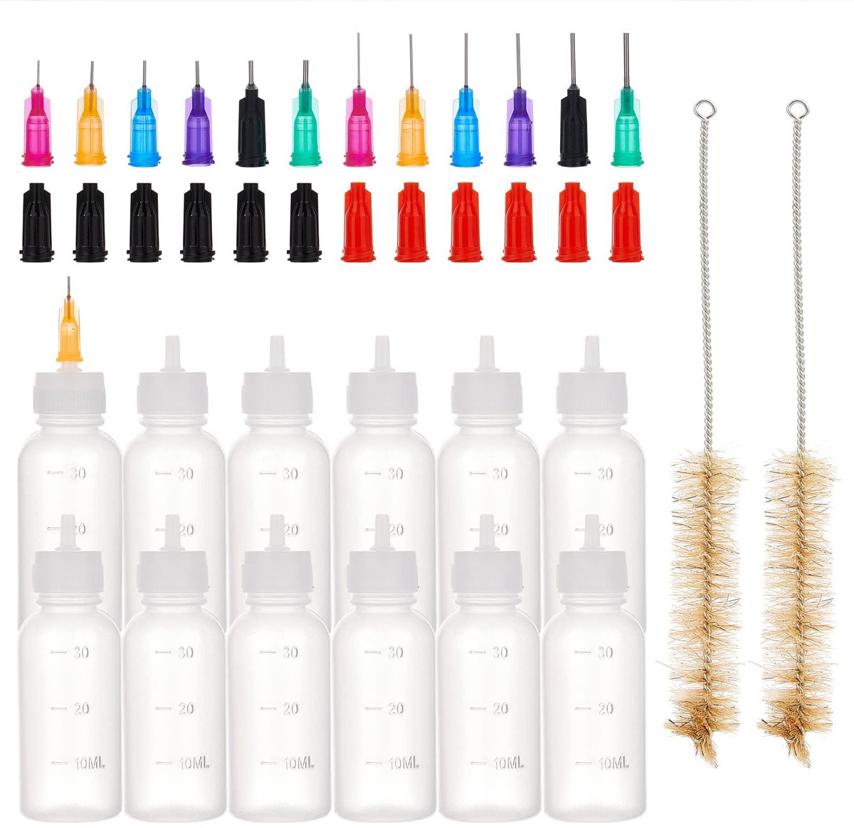 Dailygoods- Knutselflessen 12 Stuks - Multifunctionele Lijmapplicator - Lege Plastic Flessen - 30 ml - 24 Bits - Ideaal voor Nauwkeurig Werk - Lijmfles