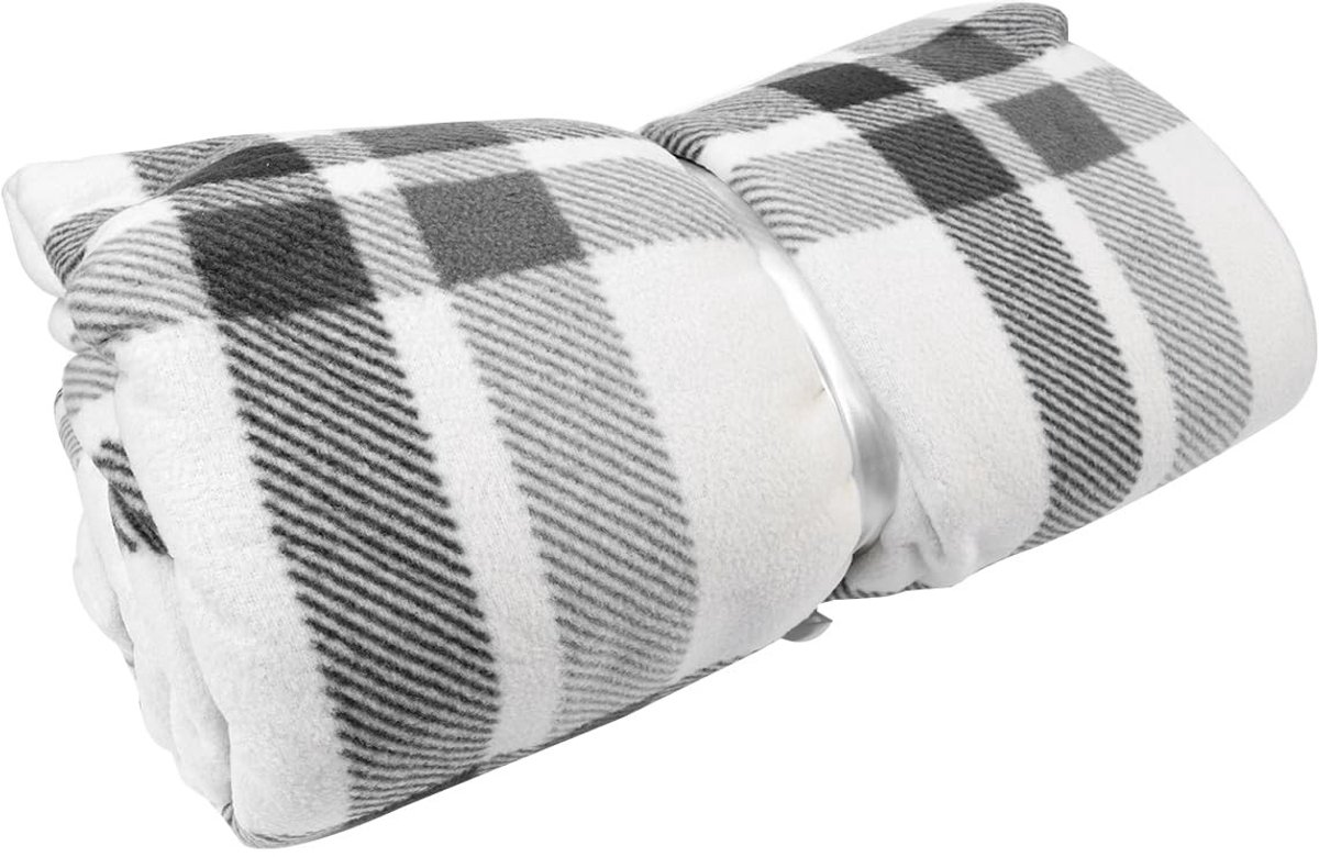 Dailygoods- Poncho-deken Luxe Flanel - Dames - Draagbare Deken - Zachte Sjaalstijl - Ruitpatroon - 100 x 140 cm - Gewicht 580 g