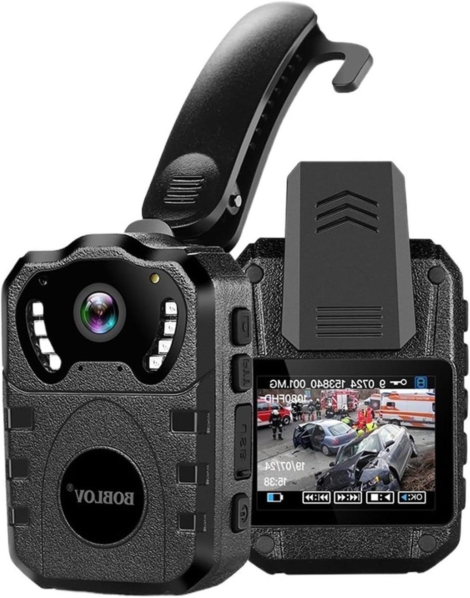 Bodycam Full HD - Mini camera Politiecamera - Veiligheid opnemen - 170 graden groothoeklens - Ingebouwd 32GB - Zwart