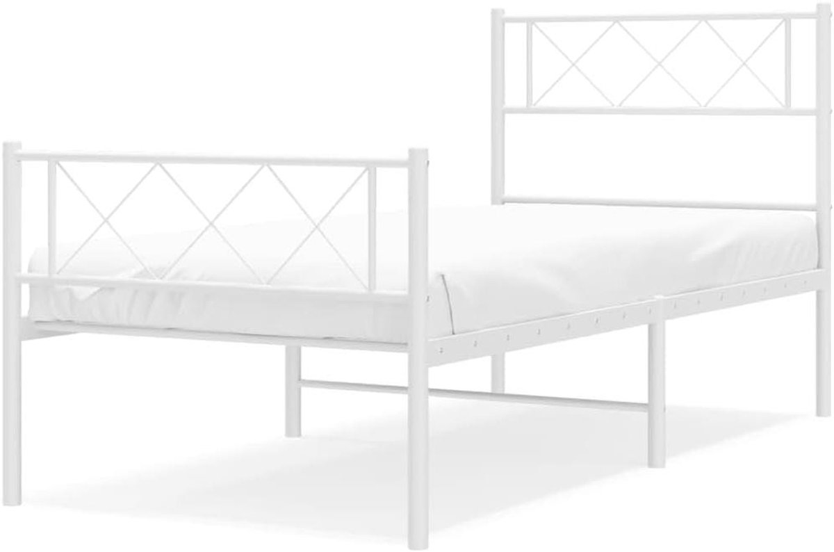 Metalen Bed - Logeerbed Tienerbed - Slaapkamer Inrichten - Robuust Frame - 80 x 200 cm - Wit