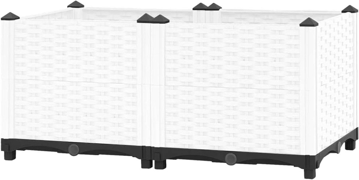 Verhoogde Bloembak - Balkonbak Plantenbak - Buiten Tuinieren - Robuust Polypropyleen - 80 x 40 x 38 cm - Wit