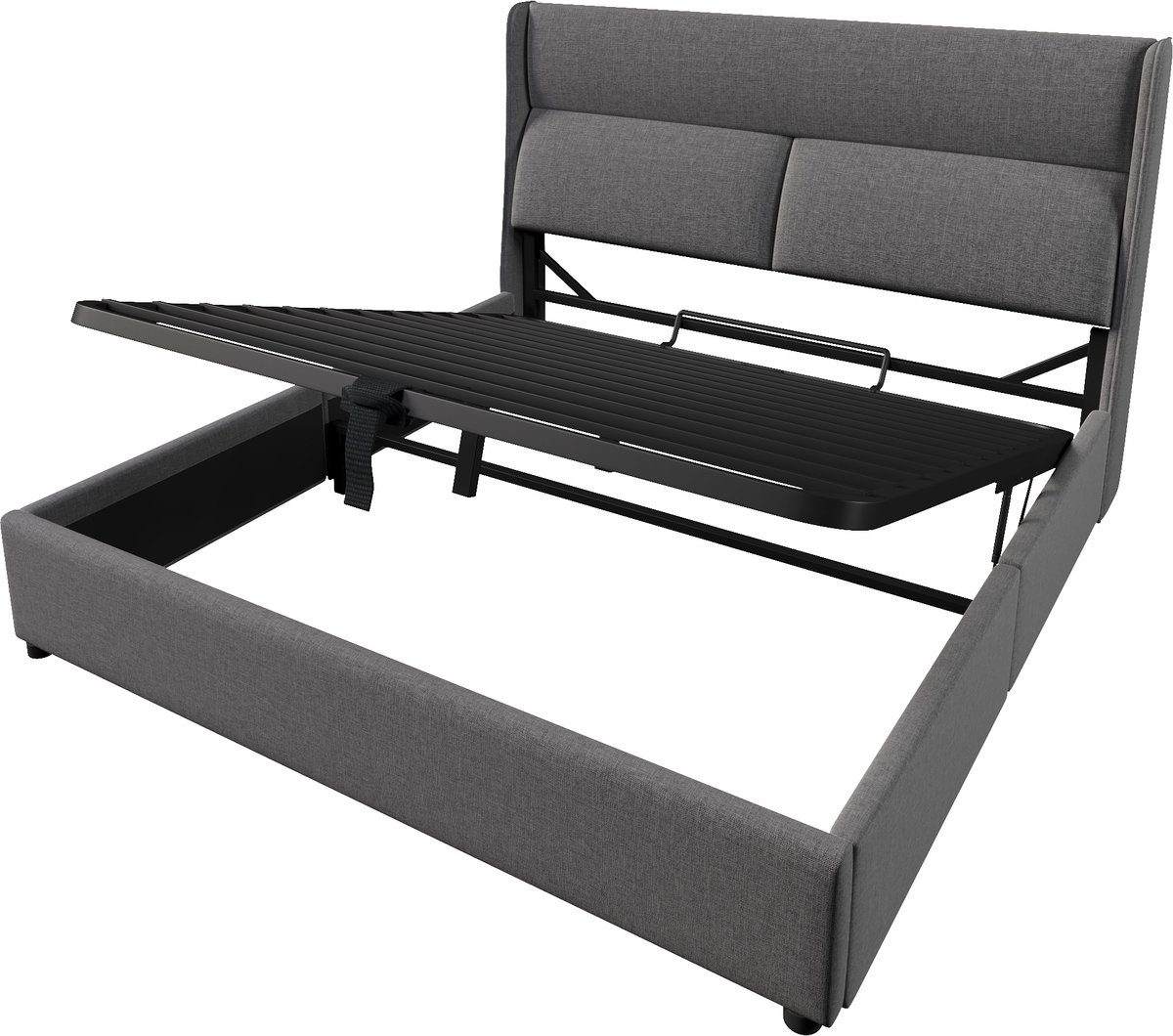 COVREO Bedframe 140x200 grijs opbergbed verstelbare hoofdsteun zonder matras
