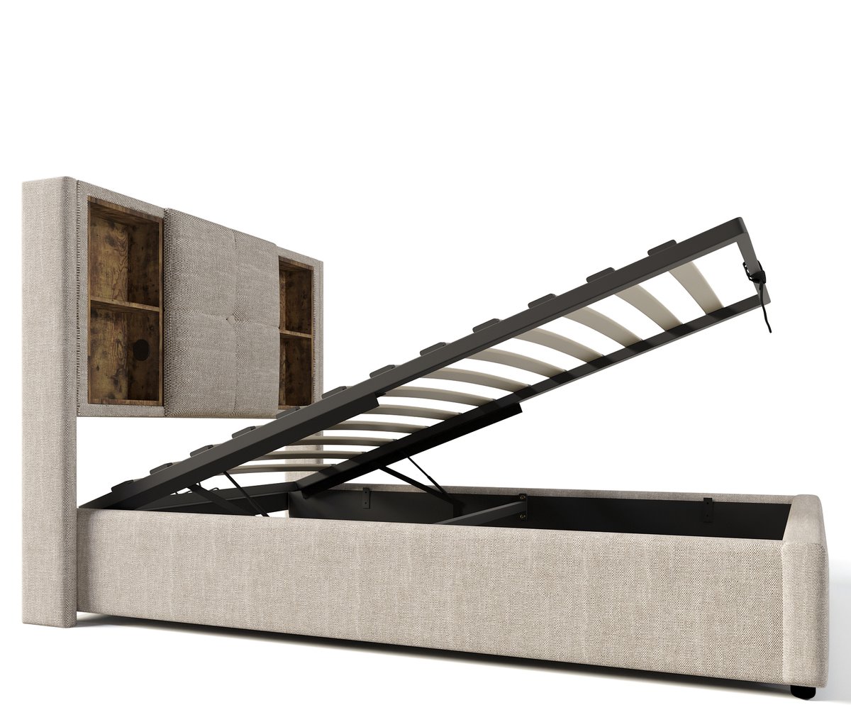 COVREO Bedframe 90x200 cm naturel, met opbergruimte, zonder matras