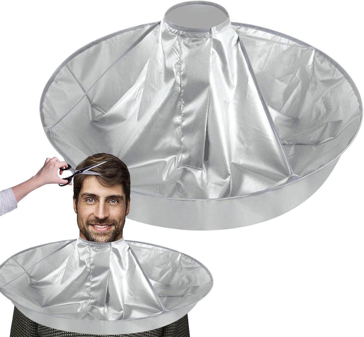 Haarsnijcape - Kapmantel Paraplu - Haarknippen Thuis - Opvouwbaar Ontwerp - 60 cm Diameter - Zilver