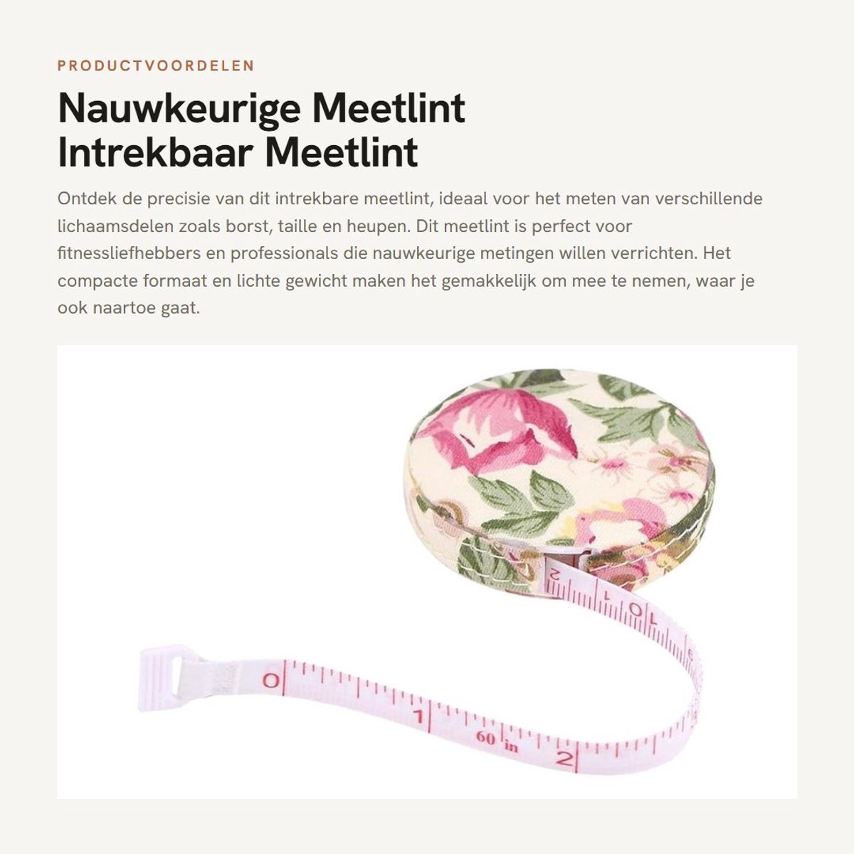 Dailygoods- Meetlint Nauwkeurig - Intrekbaar - Lichtgewicht - 150 cm - Omtrekmeter - Voor Lichaamsmetingen - Handzaam formaat - Lichamelijke Meetlint