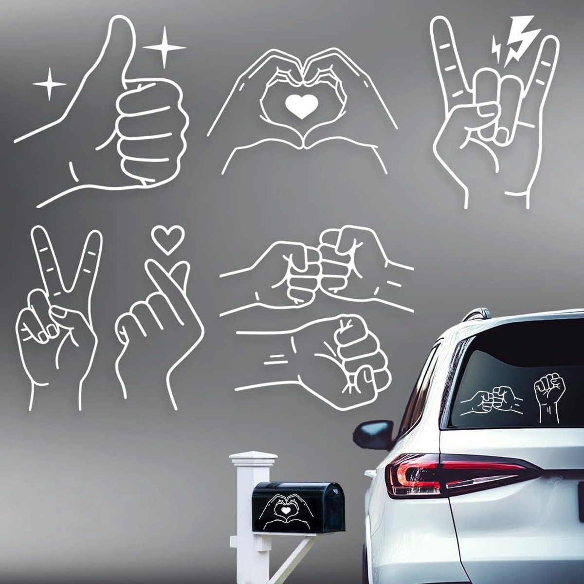 Dailygoods- Auto Stickers 5 Stuks - Grappige Auto Stickers - Handgebaar Stickers - Vinyl Auto Decals - Decoratie Voor Voertuigen - Unieke Ontwerpen - Autodecal