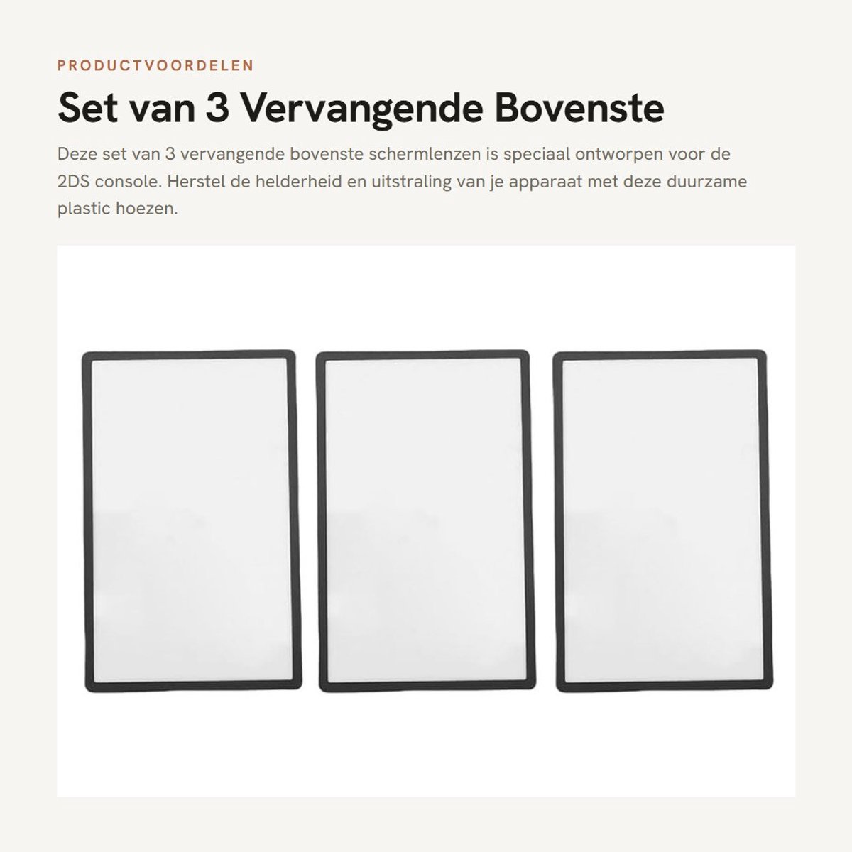 Dailygoods - Set van 3 Vervangende Bovenste Schermlenzen voor 2DS