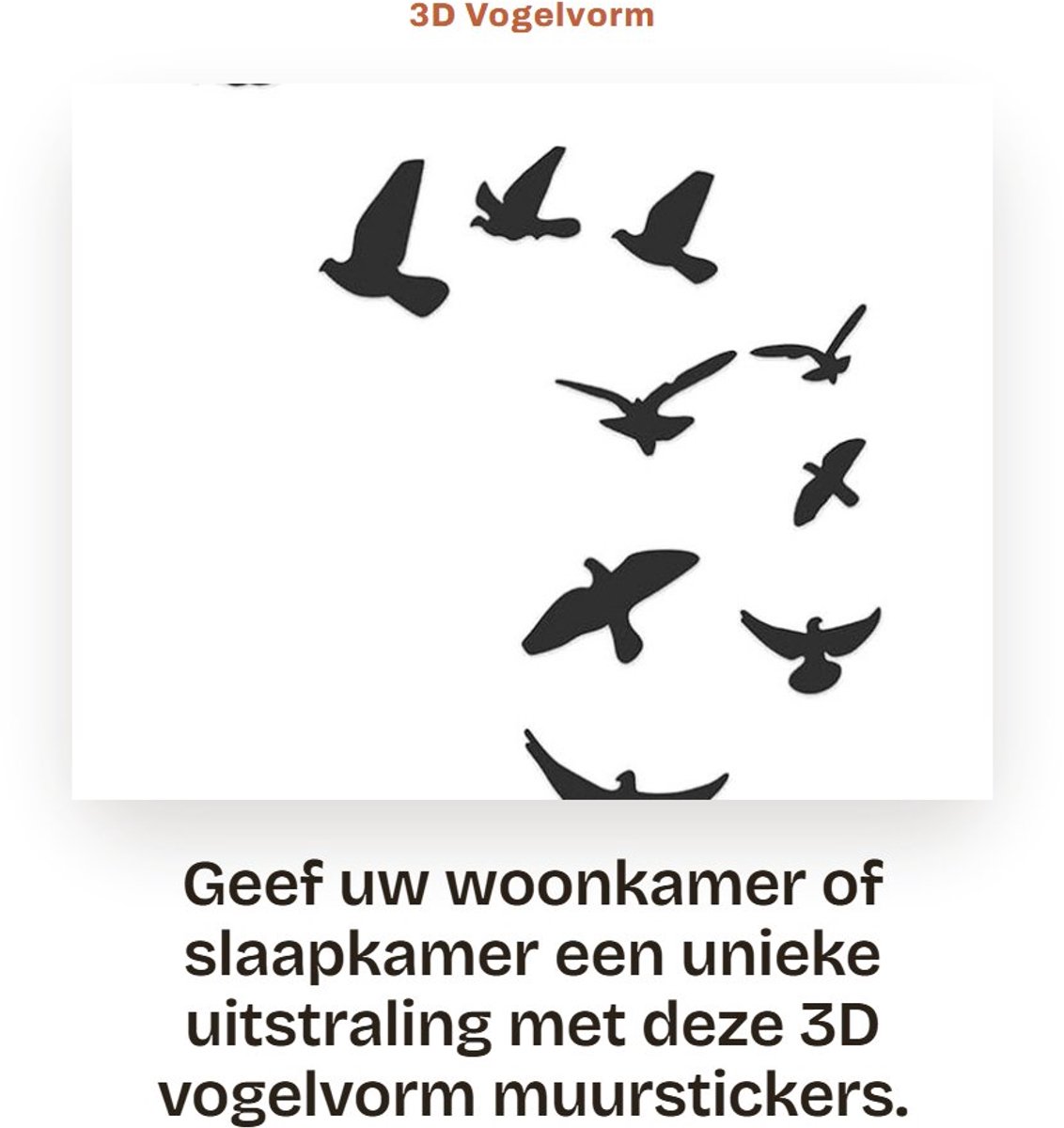 Dailygoods- Muursticker Vogelvorm - 3D Muurtattoo - Set van 11 Stuks - Spiegel Effect - Hygiënisch en Milieuvriendelijk - Decoratie voor Woonkamer/Slaapkamer