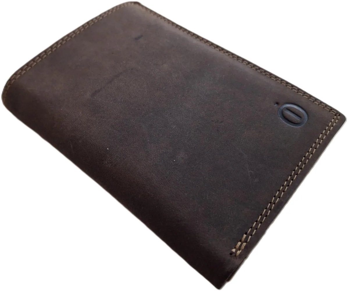 OI Hunter bruine leren Billfold Hoog model 4+4 creditcards / zeer platte portemonnee / dunne beurs voor 8 pasjes / RFID SAFE / Hunter bruin / anti skim / 151H