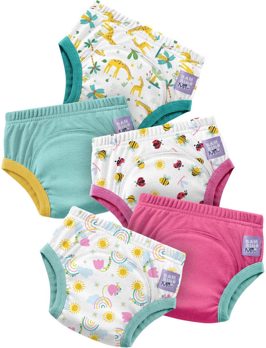 Set van 5 herbruikbare zindelijkheidsbroekjes in Tuinfeest| Sneller en met vertrouwen zindelijk worden | Bambino Mio®