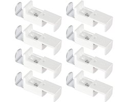 Dailygoods- Klemdragers 8 Stuks - Plissé-Houder - Klemhouders voor Rolluiken - Reserveonderdelen - Roestvrij Staal - Wit - Afmetingen 3 x 1,