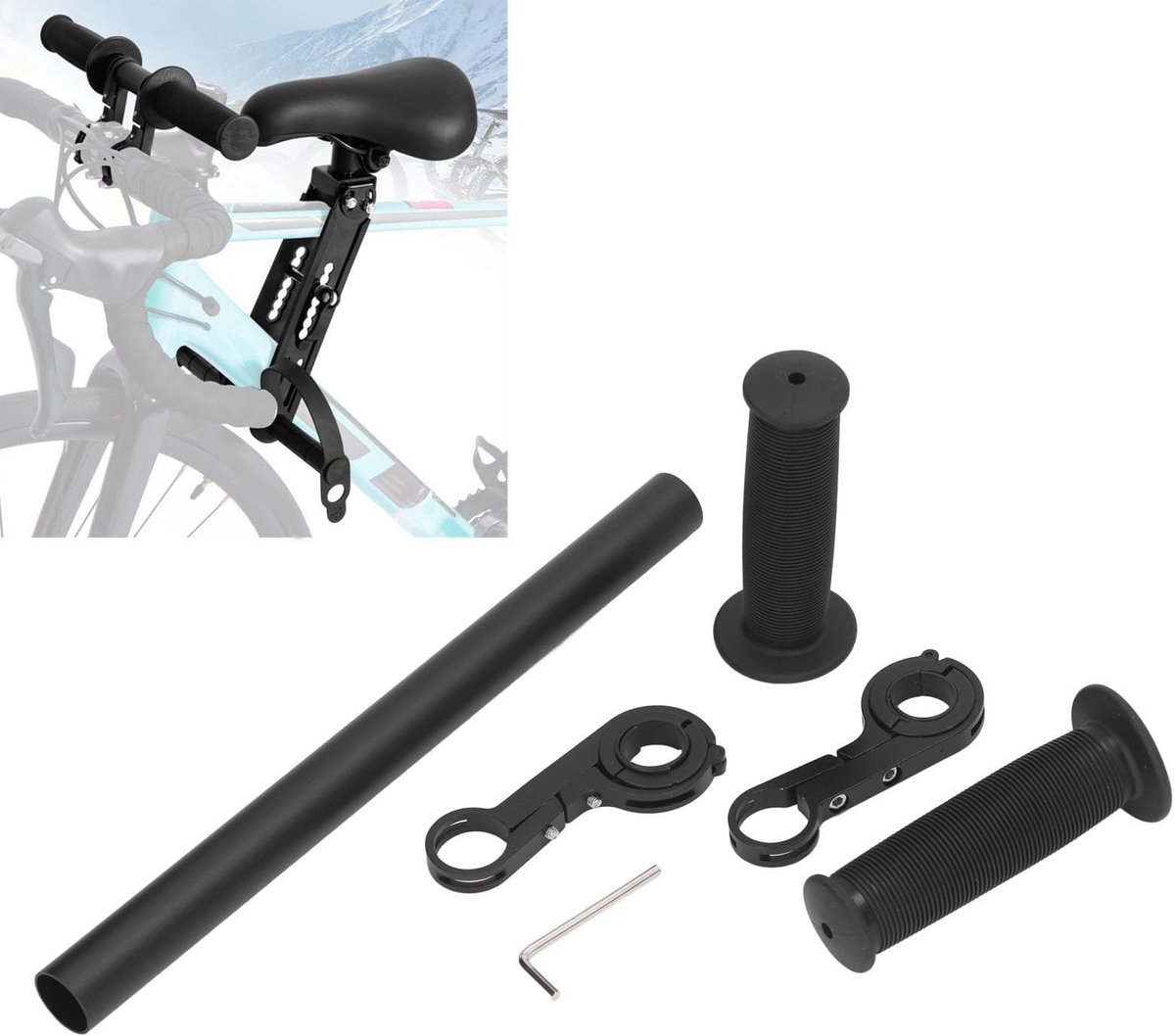 Dailygoods- Stuur Extender Verlenging - Fietsbeugel - Kinderfiets Accessoires - Handvatten Bevestiging - Mountainbike - IJzer - Fietsverlengstuk