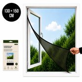 Raamhor 130x150cm – Hor voor Raam – Insectenhor – Horren Raam – Vliegenraam – Muggengaas – Zelfklevende Hor – Op Maat Knipbaar – Zwart