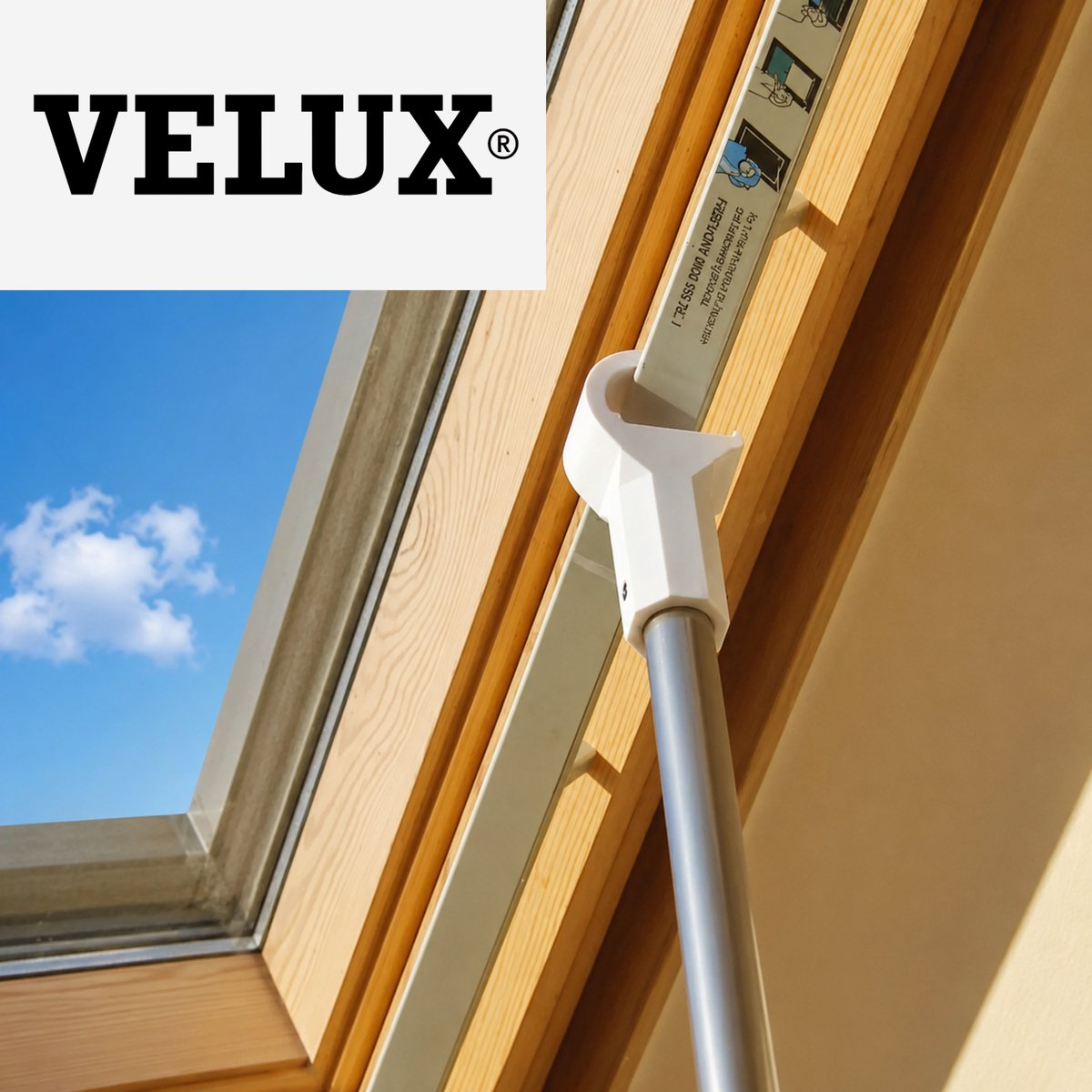 Velux Dakraam Openingshaak - Dakraam Trekstang Haak Voor Velux Tuimeldakraam - Handige Dakraam Opener Voor Hoge Ramen - Universele Broomsteel Aansluiting 22MM - Wit