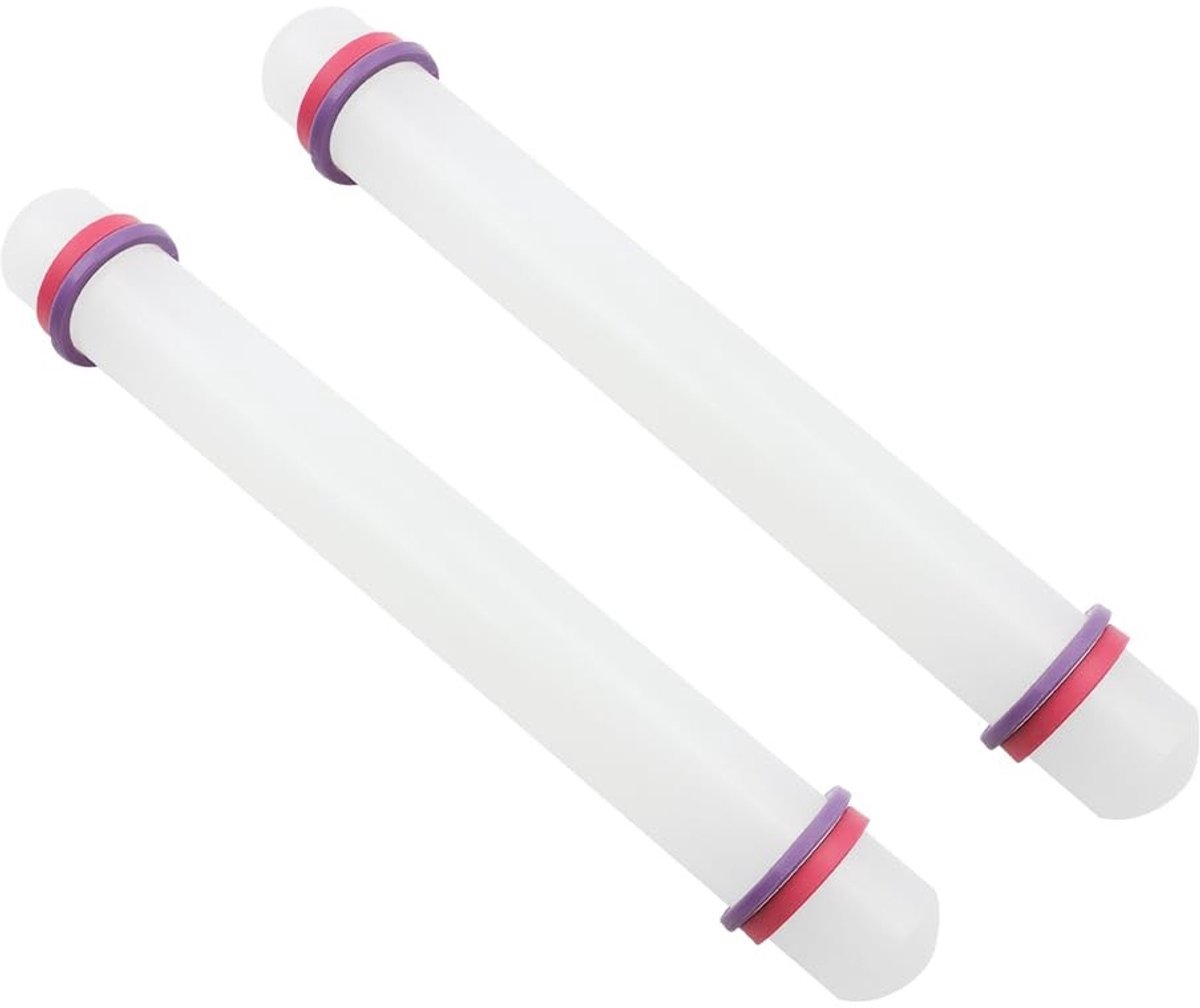 Dailygoods- Deegroller Verstelbaar - Deegroller Antikleef - Bakmat - Fondant Roller - Koekjesmaker - Kunststof PP 22,5 x 2,5 cm - Bakroller