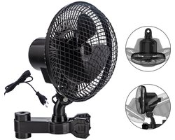 Metalen clipventilator – Miniventilator – Kinderwagenventilator – Zwart – ABS-materiaal – Draaiende ventilator met meerdere snelheden – Met clip
