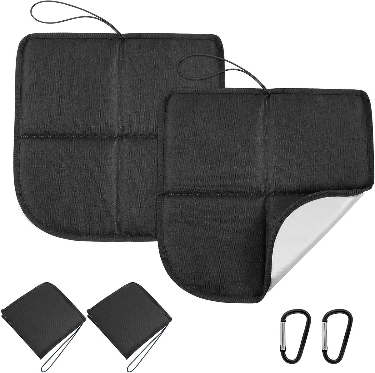Vouwbaar Zitkussen 40cm x 40cm - Waterdicht en Draagbaar Kussen met Carabiner voor Buitenactiviteiten en Reizen, Oxford Stof, Zwart