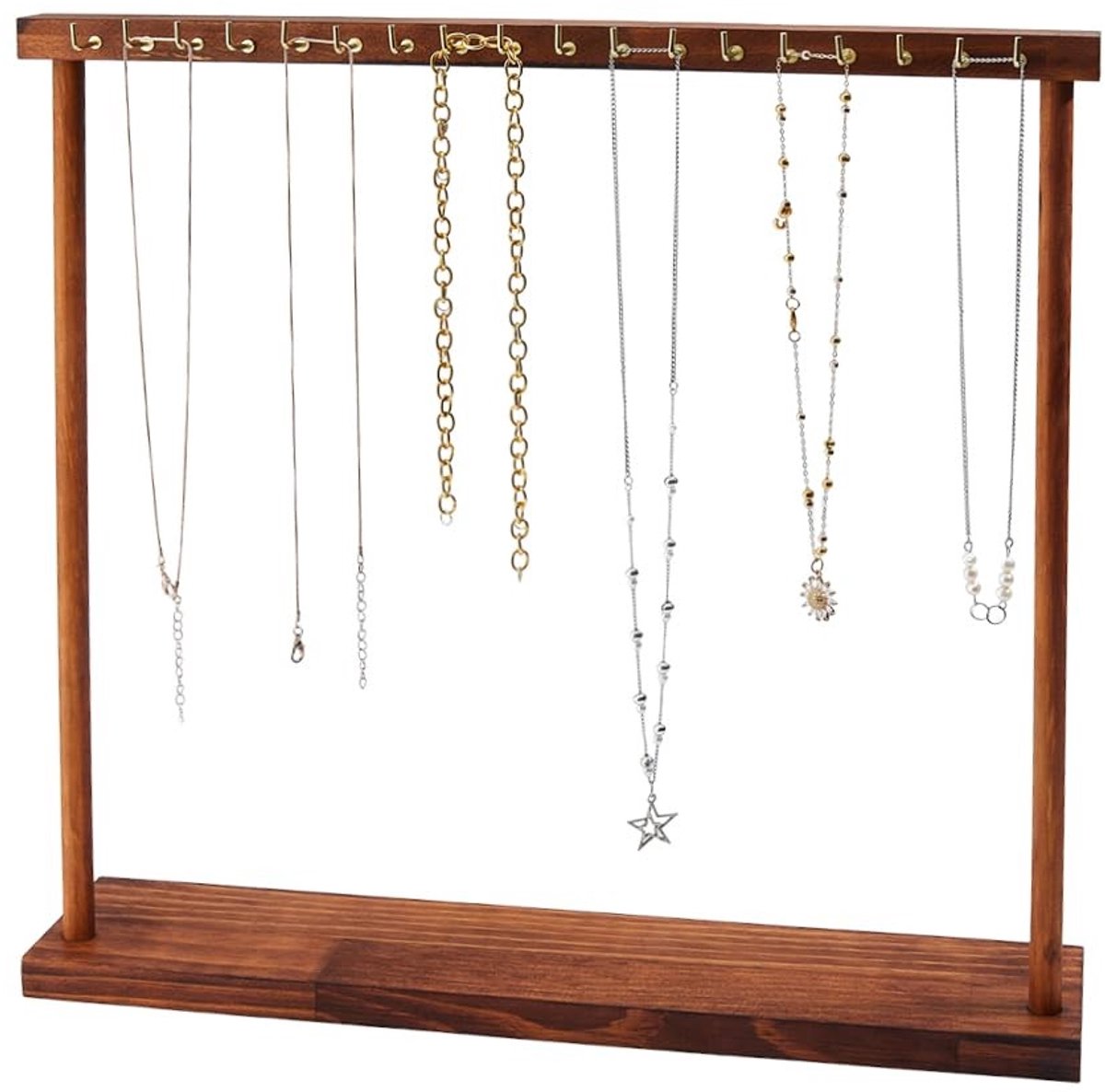 Dailygoods - Houten Halskettingen Displaystandaard met 18 Haken